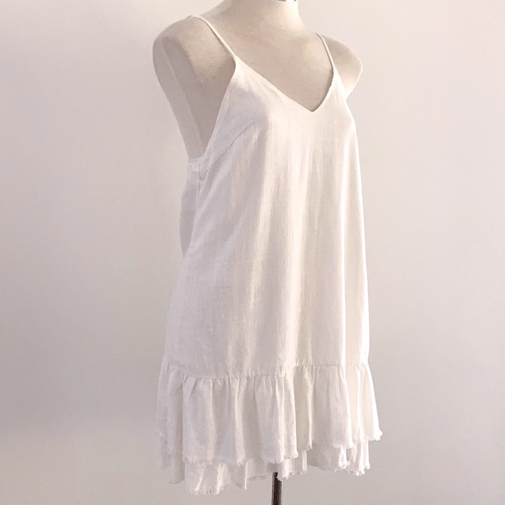 Relaxed linen-look dress with double frilled hem SIZE 10 by Yours Truly - Picture 2 of 9
